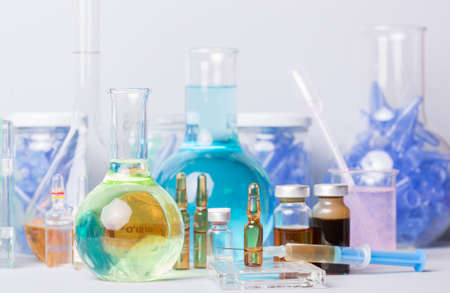 syringes with ampules of drugsの写真素材