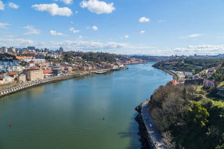 Porto, Portugal: View of Porto city historical centre with Douro River etween Ribeira and Vila Nova de Gaia town, North of Portugalの写真素材