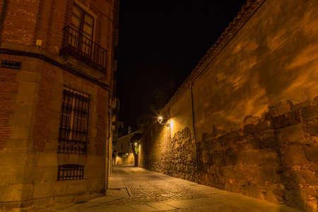 Avila streets at night, Castile and Leon, Spainの写真素材