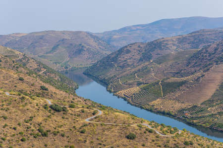 River Douro next to the mouth of the river Coa. Vila Nova de Foz Coa Municipality. Douro Region.の写真素材
