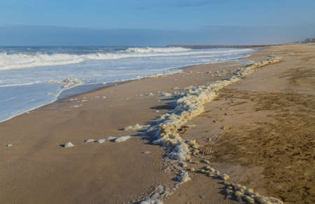 Beautiful empty beach near Figueira da Foz, Portugalの写真素材