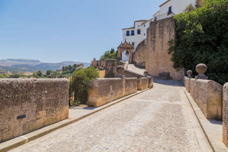 A view of the old town of Ronda  over El Tajo Gorge. Ronda, Spainの写真素材