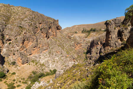 Los cahorros trail. A footpath going through the Sierra Nevadas in Andalucia, Spain near Granada.の写真素材