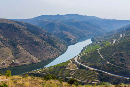 River Douro next to the mouth of the river Coa. Vila Nova de Foz Coa Municipality. Douro Region.の写真素材