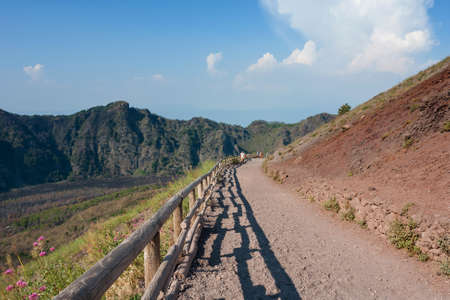 MOUNT VESUVIUS, ITALY: Tourists walk around the crater of Mount Vesuvius.のeditorial素材