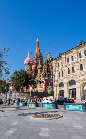 St Basil`s Cathedral on Red Square in Moscow, Russia. St Basil`s temple is one of top tourist attractions of Moscowのeditorial素材
