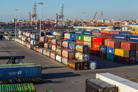 Leixoes; Portugal: Container ship port in Leixoes, Oporto. Most important port in the north of...