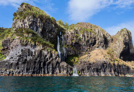 Rocky coastline near Ponta Delgada on the island of Flores in the Azores.の写真素材