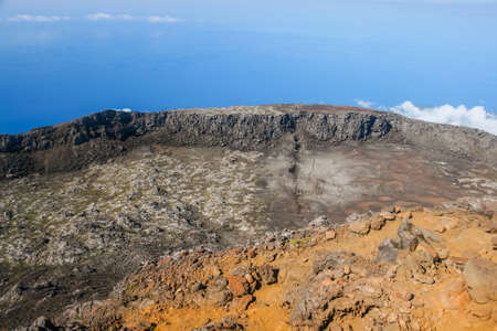 Panorama landscape from the top of Pico volcano at hiking at azores. Pico island. Portugalの写真素材
