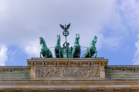 Close up of Branderburger Gate in Berlin, Germanyのeditorial素材