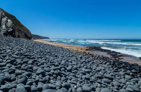 Beautiful empty beach in Alentejo, Portugalの写真素材