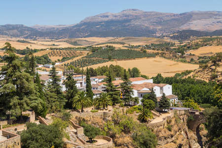 A view of the old town of Ronda  over El Tajo Gorge. Ronda, Spainの写真素材