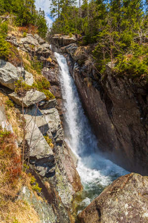 Waterfall in High Tatras mountains, Carpathia, Slovakiaの写真素材