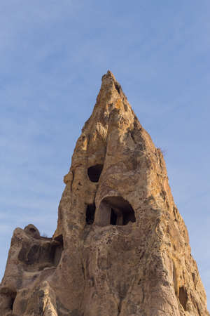 Cave dwellings of early Christians in Cappadocia, Turkey. Ancient cavetown near Goreme.の写真素材