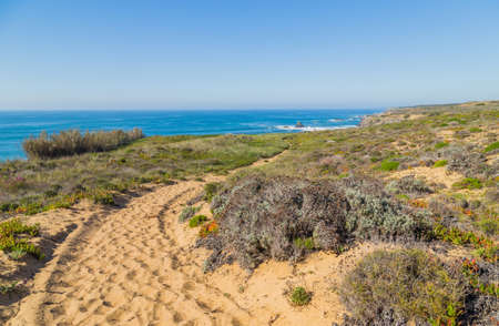 Atlantic rocky coast view, Aljezur, Algarve west, Costa Vicentina, Portugal.の写真素材