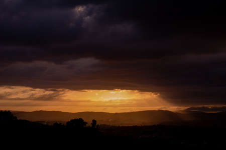 sunset in the city of Braga, in the north of Portugalの写真素材