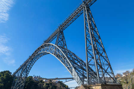Maria Pia Bridge over the Douro river, Porto, Portugal.の写真素材