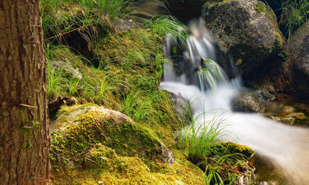 river waterfall in the portuguese national park of Geres, in the north of the countryの写真素材