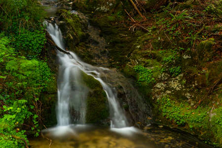 river waterfall in the portuguese national park of Geres, in the north of the countryの写真素材