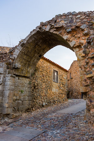 Entrance of Castelo Rodrigo historic village in Figueira de Castelo Rodrigo, Guarda, Portugalの写真素材