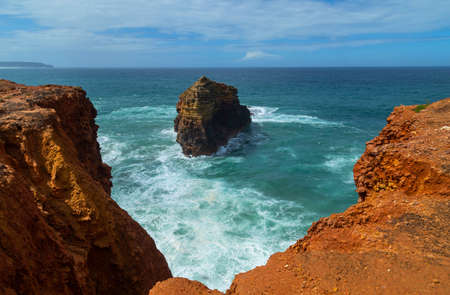 Cliffs in the Algarve West Coast, near Sagres, Portugalの写真素材