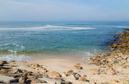 Beautiful empty beach near Aveiro, Portugalの写真素材