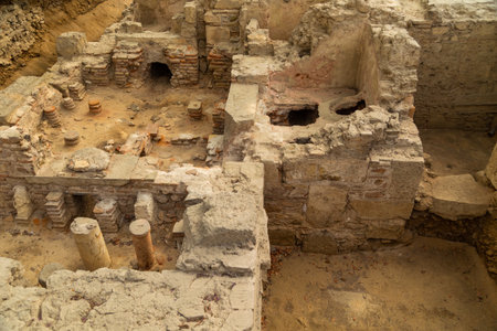 Athens, Greece. View of the Roman baths archaeological site in the city center. Athens, Greece.のeditorial素材
