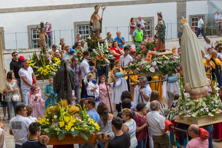 ABADIA, AMARES, PORTUGAL: Traditional religious procession of Senhora da Abadia in Amares, Portugalのeditorial素材