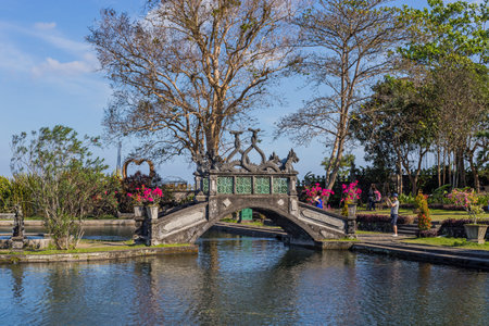 Bali, Indonesia: People visiting the gardens of Tirtagangga Water Palace in Bali, Indonesiaのeditorial素材
