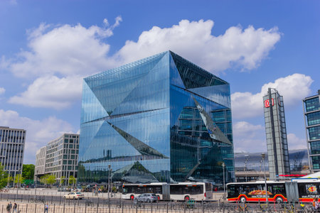 Berlin, Germany: View of the modern and architectural Cube Berlin office building at Berlin Central Stationのeditorial素材