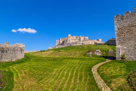 Spissky hrad castle ruins near Spisske Podhradie town, Spis region, Slovakia, Europe, biggest Slovak castleの写真素材