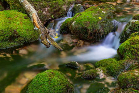 river waterfall in the portuguese national park of Geres, in the north of the countryの写真素材