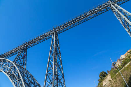 Maria Pia Bridge over the Douro river, Porto, Portugal.の写真素材
