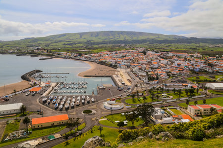 View of Praia da Vitoria, Terceira island, Azores, Portugalのeditorial素材