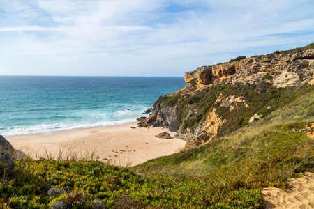 Beautiful empty beach in Alentejo, Portugalの写真素材