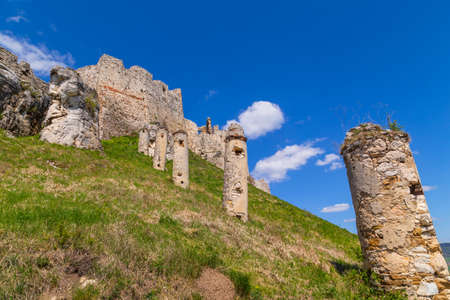 Spissky hrad castle ruins near Spisske Podhradie town, Spis region, Slovakia, Europe, biggest Slovak castleの写真素材