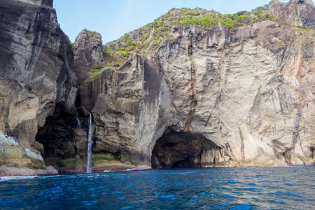 Island of Flores ocean cave. Azores, Portugalの写真素材