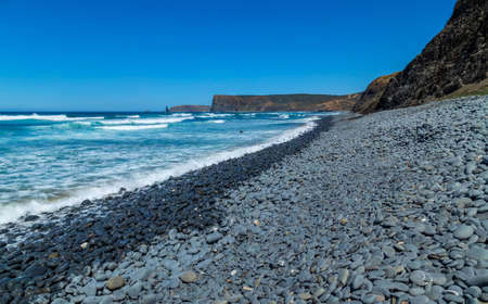 Beautiful empty beach in Algarve west coast, Portugalの写真素材