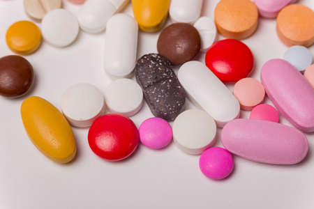 different Tablets pills capsule heap mix therapy drugsの写真素材