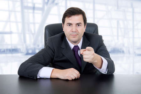 young business man on a desk, at the officeの写真素材