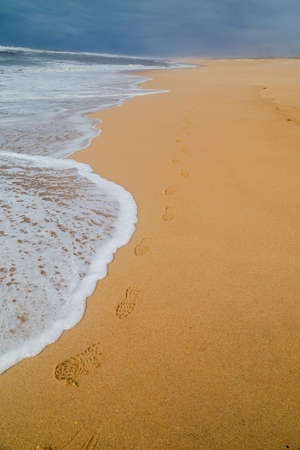 Beautiful empty beach near Figueira da Foz, Portugalの写真素材