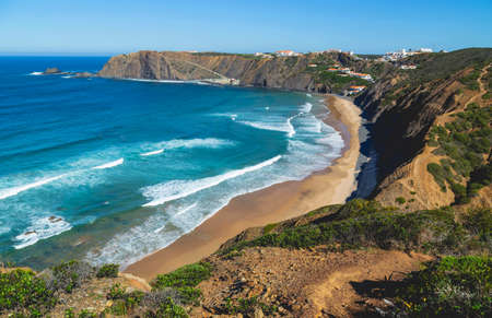 Arrifana beach in South-West Alentejo and Costa Vicentina Natural Park, Portugalの写真素材