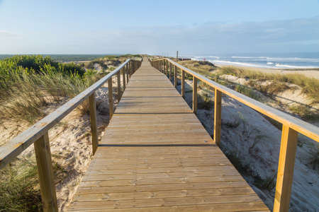 Beautiful empty beach near Figueira da Foz, Portugalの写真素材