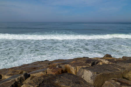 Beautiful empty beach near Aveiro, Portugalの写真素材