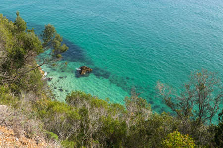 Coast of Arrabida Natural Park in Sesimbra, Portugalの写真素材