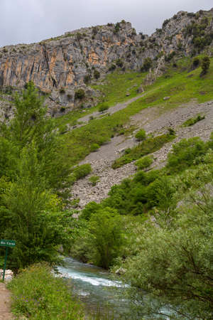The Cares River ai Cain located in the Picos de Europa National Park, Spain.の写真素材