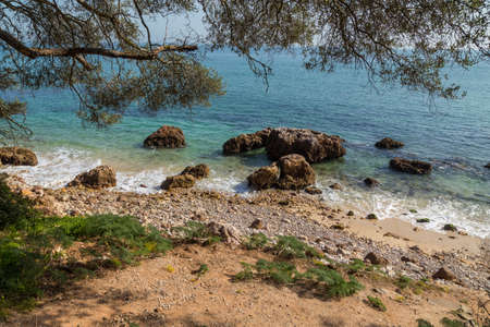 Coast of Arrabida Natural Park in Sesimbra, Portugalの写真素材