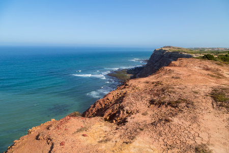 Cliffs on the shore of Atlantic ocean in Cabo da Roca (Cape Roca) in Portugal. Westernmost point of continental Europeの写真素材