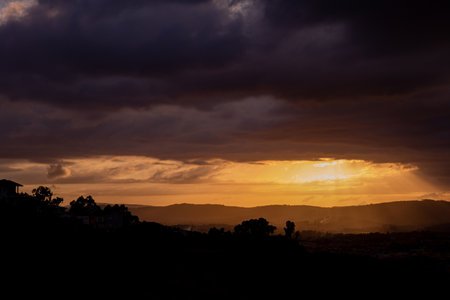 sunset in the city of Braga, in the north of Portugalの写真素材
