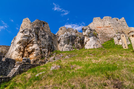 Spissky hrad castle ruins near Spisske Podhradie town, Spis region, Slovakia, Europe, biggest Slovak castleの写真素材